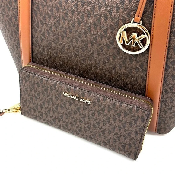 Michael Kors Pratt Large Signature Logo Tote Bag & Large Continental Wallet - Picture 10 of 12